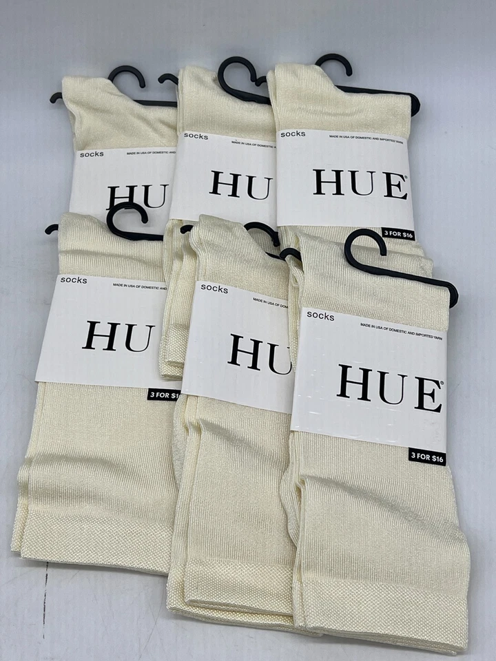 1 Pair HUE Ivory Luster Flat Knit Socks One Size U14650