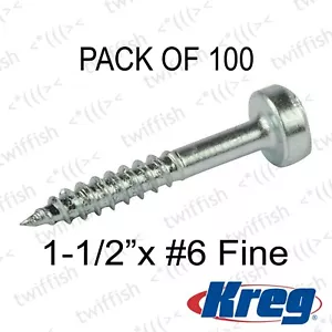 KREG - ZINC POCKET HOLE SCREWS PAN HEAD FINE 38MM 11/2" SPS-F150-100 EUR - Picture 1 of 1