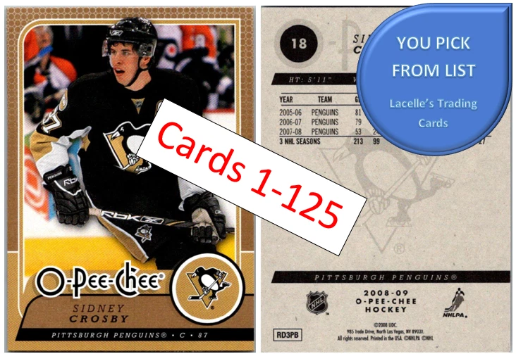 2008-09 O-Pee-Chee OPC Hockey Base Cards ( 1 - 125 ) - U-Pick From List - Image 1 of 1