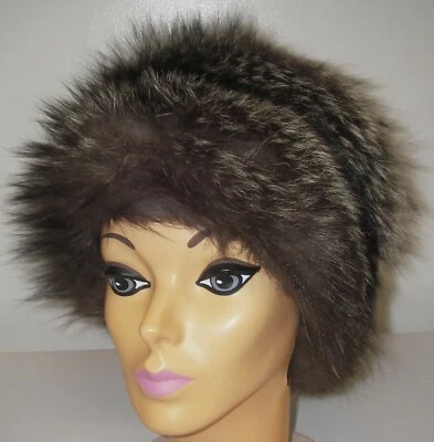 Vintage Genuine Raccoon Fur Hat Jordan Marsh Boston lined Women's - Image 1 of 4