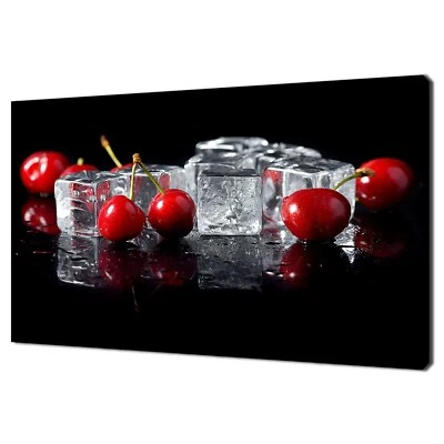 Cerezas rojas cubitos de hielo cocina diseño moderno decoración del hogar impresión en lona arte de pared Foto 1 de 4