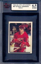 1984-85 OPC O PEE CHEE #37 Steve Yzerman Rookie Sticker KSA 6.5 EX-NM+ Red Wings