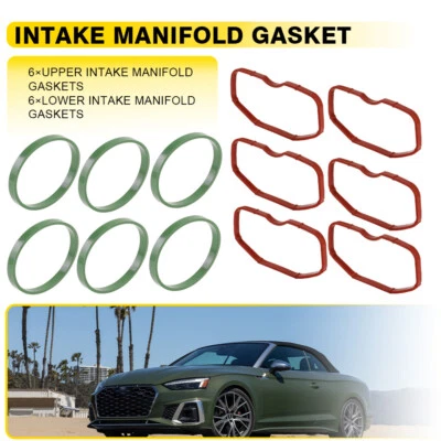 Set of 12 Upper+Lower Intake Manifold Gasket For Audi Q5 Q7 A8 A7 A6 S4 S5 SQ5 F — 第 1/4 张图片