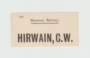 Etiqueta de equipaje de ferrocarril Rhymney Hirwain - Imagen 1 de 1