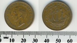 GREAT BRITAIN 1942 -  Half Penny  Bronze Coin - King George VI - WWII Mintage
