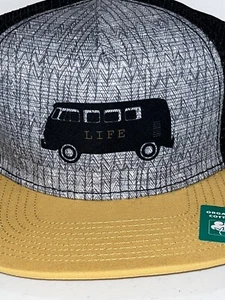 prAna Van Life Journeyman Snapback Mesh Truckermütze gelb schwarz Camping NEU - Bild 1 von 5