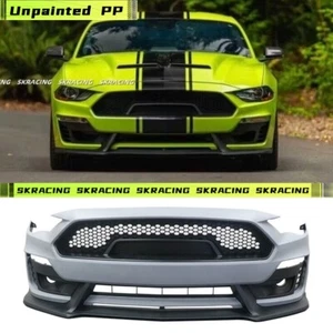 PP Unpainted Front Bumper Upgrade Cover Body Kits For Ford Mustang GT 2018-2023 - Picture 1 of 19