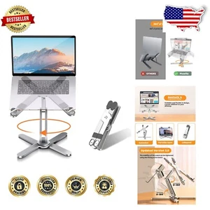 Foldable 360° Rotating Laptop Holder - Lightweight and Portable Metal Stand - Picture 1 of 8