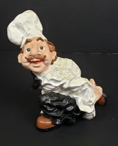 Vintage Resin Happy Chef Single Wine Bottle Holder 6" Tall - Picture 1 of 7