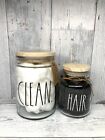 Rae Dunn “HAIR” BANDS and “CLEAN” Cotton Balls Holder. HTF. Brand new set of 2!!