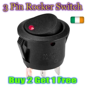 Rocker Switch 3 Pin Dot Light On/Off Button 12V 20A DC Car Dashboard Buy 2 Get 3 - Picture 1 of 4