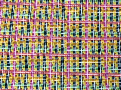 Bee Happy Mary Lou Weidman FABRIC Benartex 3/4 Yard 1508 Grid Check Stripe Plaid - Image 1 of 3