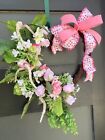 Mother’s Day Heart Shaped Wreath For Front Door Decor Floral Farmhouse Spring
