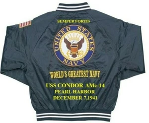 USS CONDOR AMc-14 PEARL HARBOR 12/7/1941 EMBROIDERED SATIN JACKET(BACK ONLY) - Picture 1 of 6