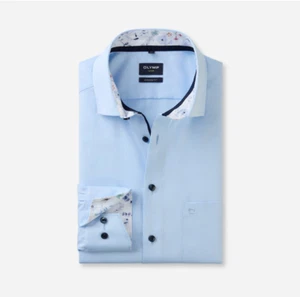 OLYMP® LUXOR Modern Fit Fancy Trim Shirt/Sky Blue - 16.5"/42 DHL NEXT DAY - Picture 1 of 2