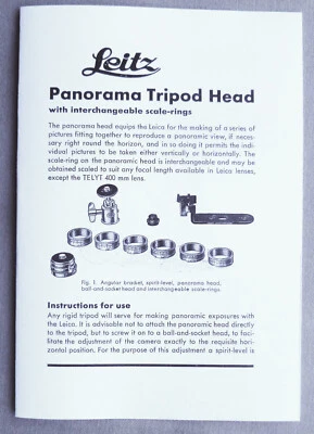 Leica Leitz Panorama Tripod Head Instruction Pamphlet High Quality RePrint - Image 1 of 3