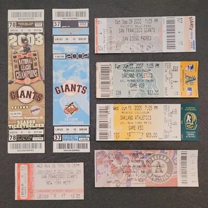 7 x talones de boletos de béisbol de los Atléticos de Oakland y los Gigantes de San Francisco - Imagen 1 de 2