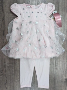 Baby Girl Clothes New Biscotti 2 Years Pink Silver Star Tutu Outfit - Picture 1 of 4