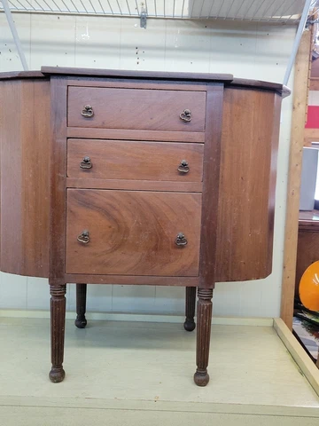 Mahogany Martha Washington Sewing 3 Drawer 2 Sides Stand Cabinet Cover