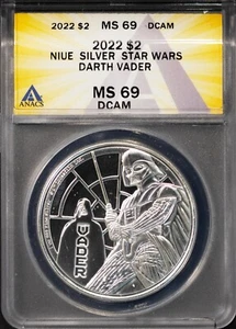 NIUE 2022 $2 Silver Star Wars Darth Vader MS 69 DCAM ANACS # 7667031 + Bonus - Picture 1 of 2