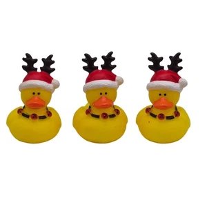 Christmas Ducks Reindeer Lot of 3 Rubber Duckie Friends Stocking Stuffers  - Picture 1 of 6