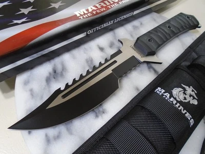 USMC Marines Fixed Blade Combat Knife Full Tang 2 Tone Bowie G10 M-FIX3006BK New - Image 1 of 4