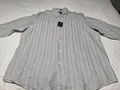 Claiborne Men's XXL Grey 100% Linen Long Sleeve Button Down Shirt NWT - Image 1 of 4