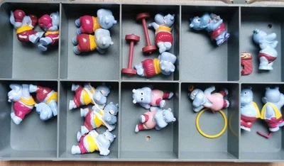Komplettsatz Happy Hippo Fitnessfieber + 8 Varianten (1 Brille) D 1990 ORIGINAL - Bild 1 von 4