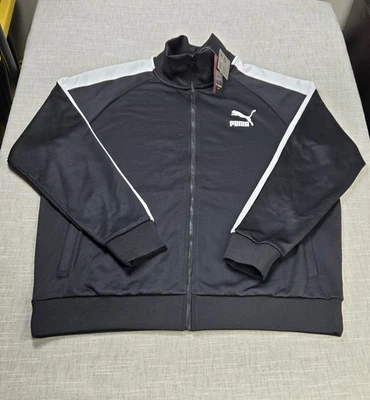 Chaqueta deportiva PUMA Iconic T7 2XL para hombre negra blanca cremallera completa Foto 1 de 4
