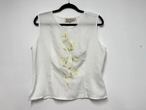 Ricki Renee Sydney Vintage Womens White Embroidered Sleeveless Tank Size 16 - Picture 1 of 4