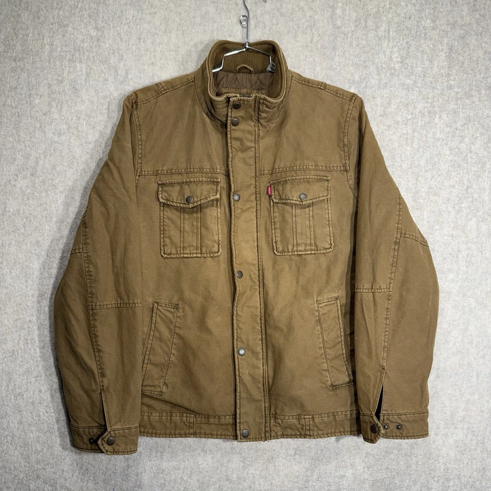 Chaqueta forrada de abrigo Levi’s Chore para hombre talla grande chaqueta de campo militar marrón/bronceado Foto 1 de 4