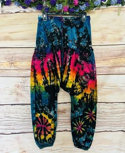 Kathmandu Imports Unisex Colorful Tie-Dye Cotton Boho Harem Hippie Pants S/M - Picture 1 of 12
