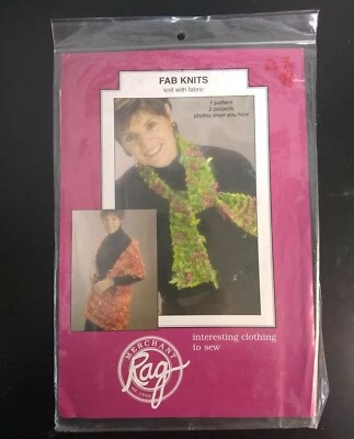 Merchant Rag Fab Knits Knitting Pattern Jill Abeloe Mead Design Scarf Shawl - Image 1 of 2