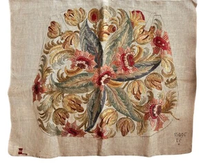Antique Embroidery Textile for Two Chair Covers Floral Pattern - Picture 1 of 13