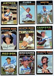 (9) 1971 Topps Baseball Cards Signed w/ Gary Peters, Don Kessinger, Bill Melton