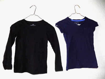 2 GirlsTops Black Long Sleeve Faded Glory Blue Mossimo Short Sleeve Size S-6/6X - Image 1 of 4