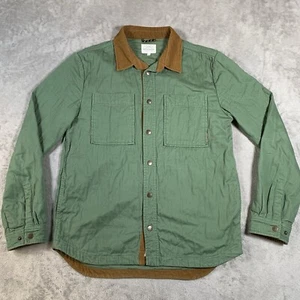 Chaqueta de Pasajero Para Hombre Pequeña Sobrecamisa Verde Acolchada Cuello Pana Utilidad - Imagen 1 de 14