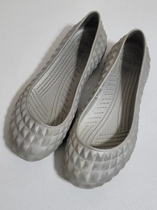 CROCS Super Molded Studded Size 7 Gray Slip On Womens Ballet Flats Washable - Picture 1 of 9