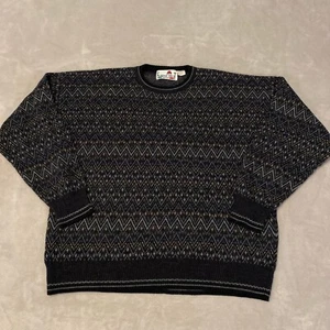 Vintage 90s Florence Tricot Sweater Men's Size XL Black Geometric Made In Italy - Picture 1 of 11