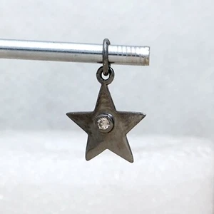Natural Diamond Sterling Silver STAR Charm Pendant Handmade Vintage Look Jewelry - Picture 1 of 3
