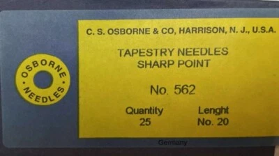 PACK 25: Agujas Osborne 562-20 TAPIZ/CHENILLA PUNTA REDONDA AFILADA, Calibre 20 Foto 1 de 4