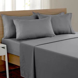 6 Pcs Bed Sheet Set Soft Deep Pocket Microfiber Hotel Quality Bedding Sheets - Picture 1 of 168