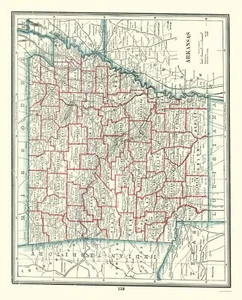 Mapa histórico del estado - Arkansas - Rathbun 1893 - 23 x 28,54 - Arte de pared vintage - Imagen 1 de 20