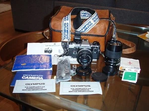 LOT vintage OLYMPUS OM-10 FC zuiko mc auto 1.8 50mm 35mm SLR CAMERA 2.8 135mm + - Picture 1 of 13