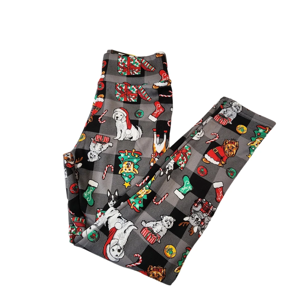 Holiday Christmas Juniors Womens High West Leggings Faux-Fur Lined Size Large - Image 1 of 4