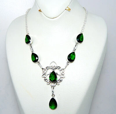 Damenanhänger charaktervoll Kette Anhänger Sterling Silber 925 Edelstein Diopsid - Bild 1 von 3