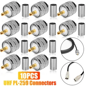 10PCS UHF PL-259 Male Crimp Connectors Coax Cable Adapter for RG8X LMR240 Wire - Picture 1 of 7