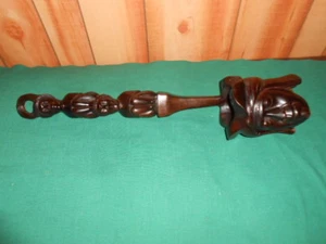 RARE Vintage Wooden Carved Decorative Ladle Tribal Figural Face 24" - Picture 1 of 7