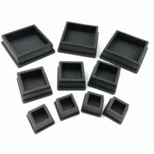 Square Silicone Rubber End Caps Blanking Plugs Tube Box Section Insert Black - Picture 1 of 15