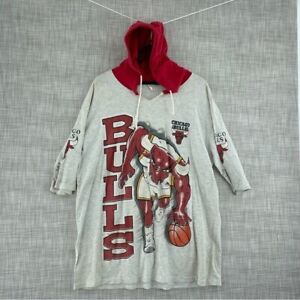Vintage 90's Chicago Bulls short sleeve hoodie *stains* 2533